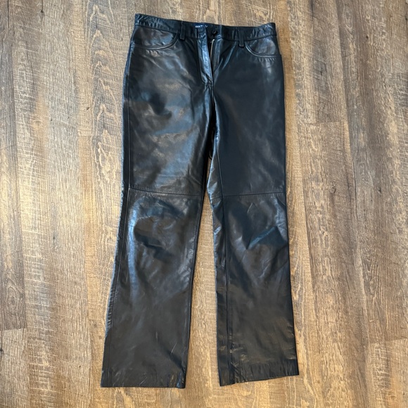 Vintage Ann Taylor, Genuine Black Leather pant, size 6 petite - Picture 2 of 14